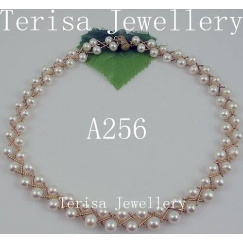 New Arrival Wedding Pearl Necklace AA 7-8MM White Real Pearl Gold Color Silvers Tube Choker Necklace Charming Women Jewelry