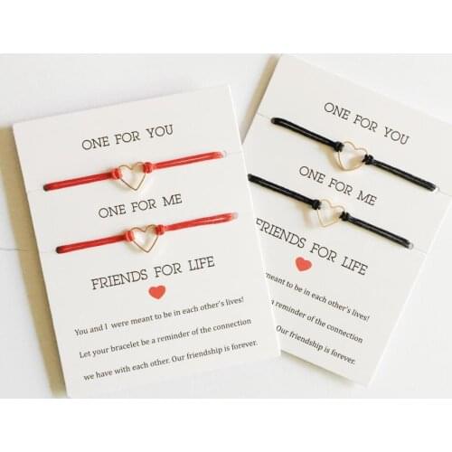 New DIY Charm Bracelet For Friendship Couples 2pcs/set heart bracelet Bangles Women Man Lucky Wish Jewelry