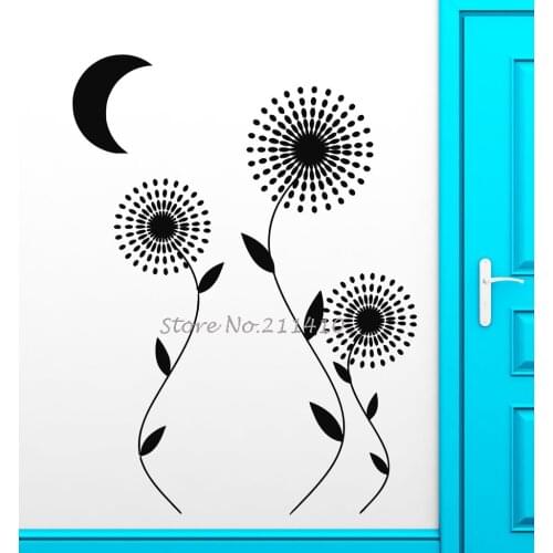 New Design Vinyl Wall Decal Abstract Moon Night Flowers Garden Stickers Removable Home Decor Art Murals Unique Gift YY658