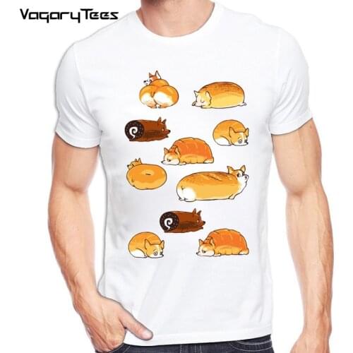 Orange corgi T-Shirt humor men hipster cool T Shirt summer soft casual man Tops funny Bread Corgi dog design Anime Tee