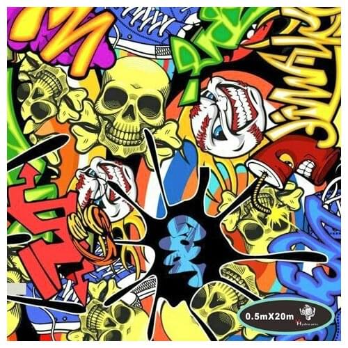 Popular DIY car decoration skull pattern hydro water transfer printing film aqua print hydrographic film 50cmwidePVA Film HF941