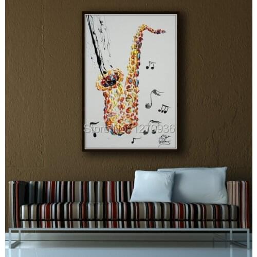 Artist Hand-painted High Quality Modern Abstract Knife Oil Painting on Canvas Beautiful Musical Instagram Saxophone Oil Painting