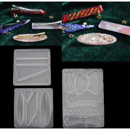 Handmade Acrylic Resin Hair Barrettes Resin Mold Geometric Shape Alligator Hair Clips UV Epoxy Resin Mold Jewelry Tools