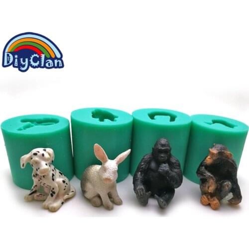 4 style Spotted dog silicone fondant cake rabbit decorating tools animal candy making modeling monkey and Gorilla chocolate mold