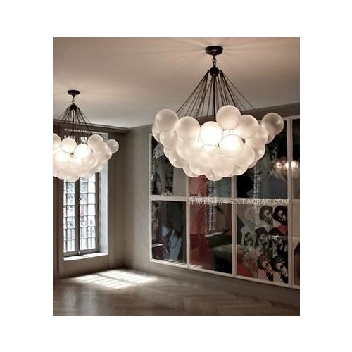 Nordic personality bubble ball glass restaurant chandelier bedroom living room clothing store simple post-modern magic bean mess