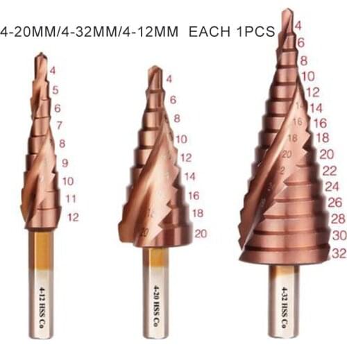 Stainless Steel Drill Bits Woodworking Metal Hole Cutter Coated Step Hex Spiral Groove Power Drill Bits