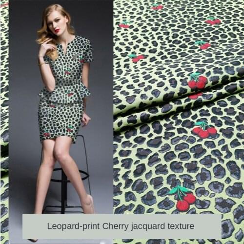 143 * 50cm European and American Spring Fashionable Leopard Print Cherry Jacquard Texture Dress Windbreaker Suit Fashion Fabric