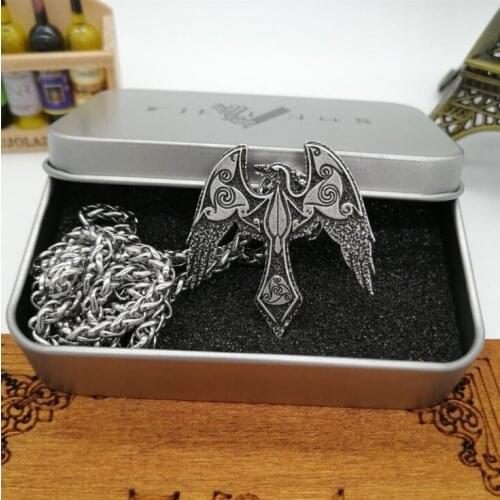 Vintage Odins Raven Triangle Rune Pendnat Retro Nodic Viking Crow Totem Pagan Amulet Necklace