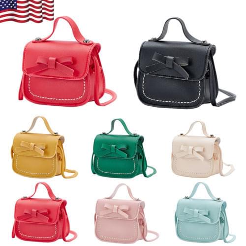 Women Bag Kids Girls Bowknot Shoulder Bag Crossbody Sling PU Leather Wallet Handbags