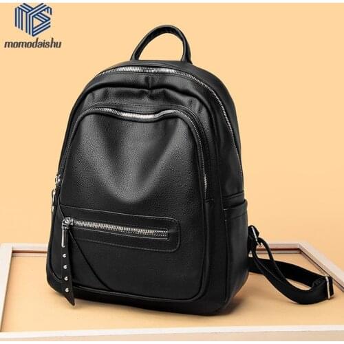 7 Options -Fashion Backpack Woman 2021High Quality Leather Brand Female Backpacks Black School Travel Bag Mochila Bagpack