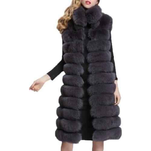 XS-4XL Plus Size Warm Faux Fox Fur Coat Vest Winter Fashion Fake Fur Jacket Waistcoat Thick patchwork fur Loose Outerwear L1710