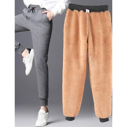 Winter womens pants velvet lamb Cashmere plus size S-5XL high waist 2020 Thick loose harme warm sports pants for women