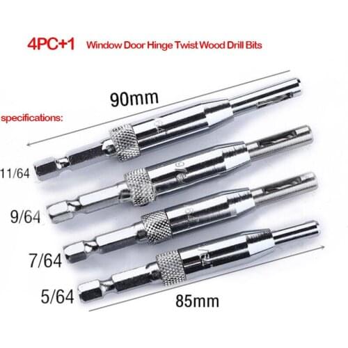 1set HSS Self Centering Hinge Drill Bits Set Door Cabinet 5/64" 7/64" 9/64" 11/64" Center Drill Bit DropShipping