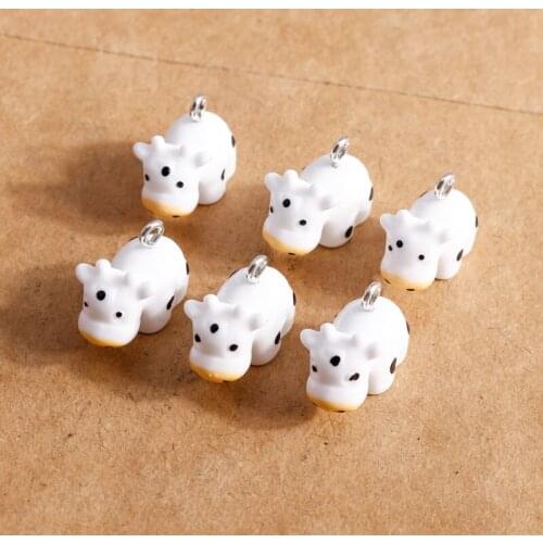 10pcs 20*15mm Cartoon Milk Cow Charms for Jewelry Making Animal Resin Charms for Pendants Necklaces Earrings Crafts Accessories
