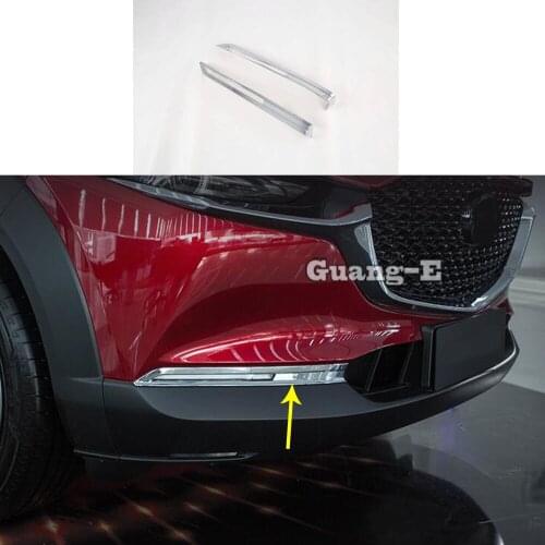 For Mazda CX-30 CX30 2020 2021 Car Cover Front Fog Light Lamp Detector Frame Stick Styling ABS Chrome Trim 2pcs