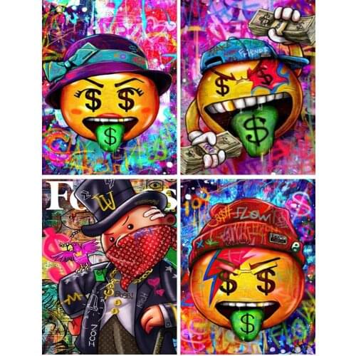 5D Diy diamond painting Graffiti Money face Full Drill diamond embroidery cross stitch mosaic Craft Kits Home Christmas Gift