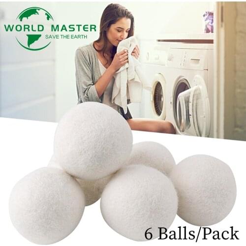 New 6pcs/Set 6cm/7cm Natural Wool Dryer Balls Fabric Virgin Reusable Organic Laundry Softener 6-Pack