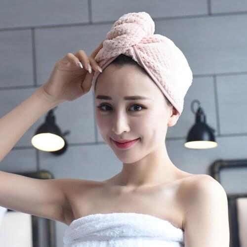 Bath Towel Hat Microfiber Hair Dry Quick Soft Shower Cap Towel Bath Wrap Hat Pink Hair Drying Towels for Woman Girls Bathing