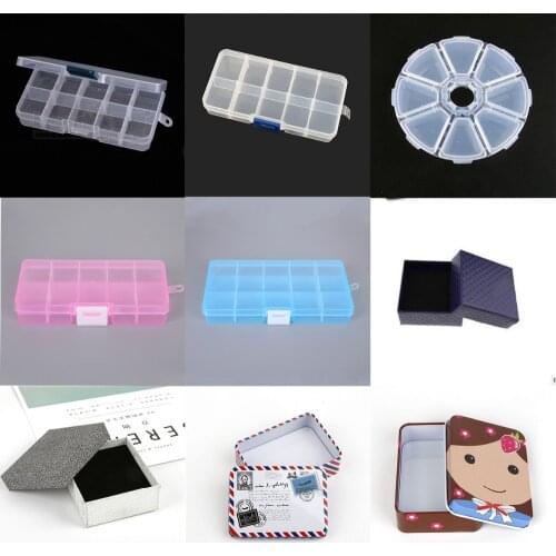 Beadia 35 Styles Plastic/Iron Storage Box Transparent Rectangle Case Organizer Box For Small Handmade Packing Jewelry Wholesale
