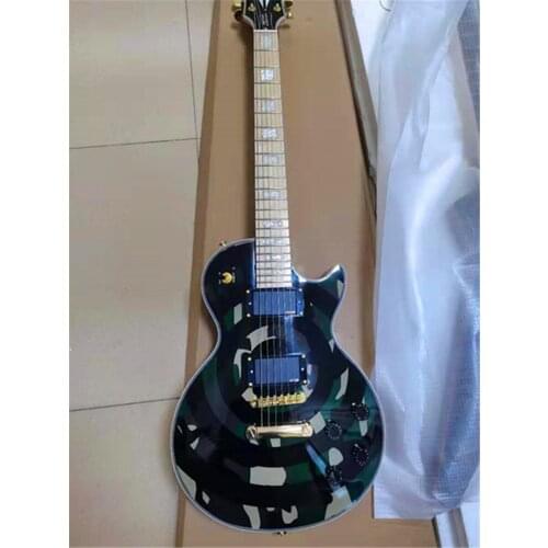 Free delivery, 6-string camouflage electric guitar, maple fingerboard, can be customized