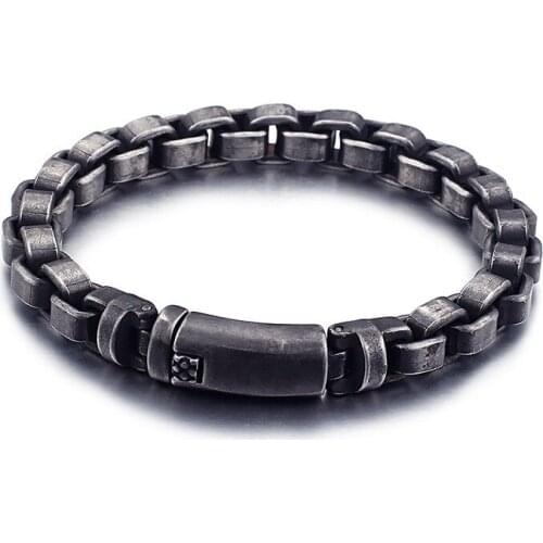 316L Titanium Steel Punk Vintage Box Chain Bracelet Pulseras Men Women Motorcycle Bangle Vintage Jewelry