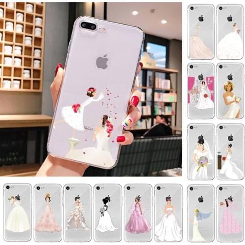 Wedding girl bride dress Phone Case For iPhone X XS MAX 6 6s 7 7plus 8 8Plus 5 5S SE 2020 XR 11 11pro max Clear funda Cover