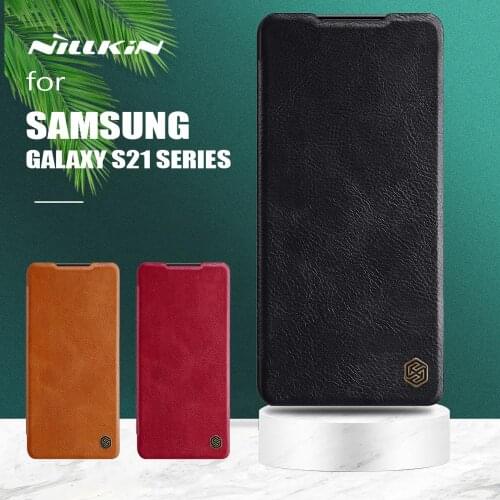 For Samsung Galaxy S21 Ultra Case Nillkin Qin Series Flip Leather Case Luxury Card Slot Back Cover for Samsung S21 S21 Plus 5G