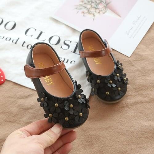 Kids Flat Shoes For Girls Princess Shoes Fashion Flowers Children Dance Shoes Pu Leather Little Girls Wedding Party Dress Shoes