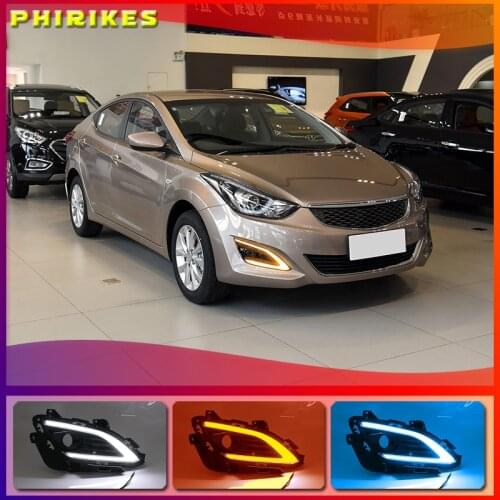 LED Daytime Running Lights DRL Fog Lamp Cover Case for Hyundai Elantra Sedan 2016 2017 With Turn Signal Yellow