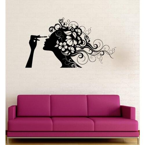 Hot Sale Sticker For Girls Room Beauty Salon Cosmetics Makeup Hair Wall Stickers Vinyl DIY Self-Adhesive Decals Wallpapers LA632