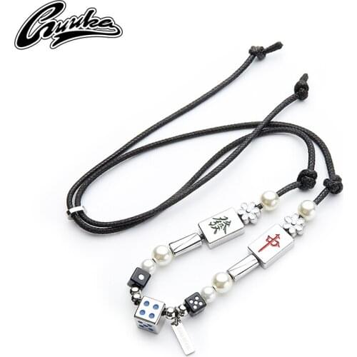 Guka fashion brand mahjong Necklace mens versatile hip hop lovers niche design God of gamblers Series pendant necklace colloca