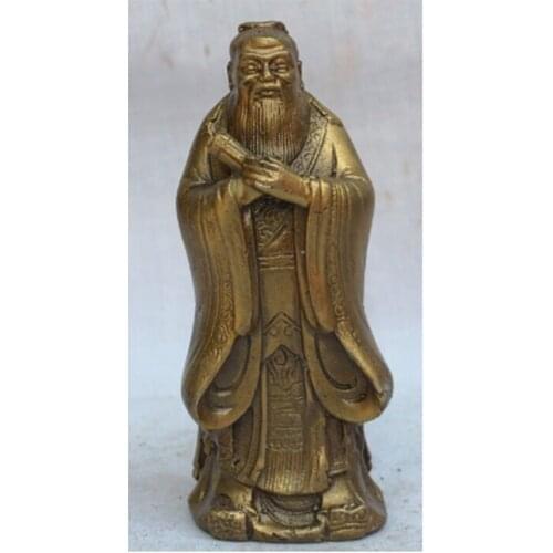 China Chinese Brass Confucianism Founder Educator Stand Confucius Kong Zi Statue