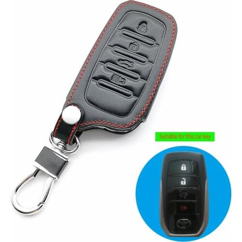 Leather key fob shield for Toyota fortuner prado camry rav4 highlander crown 4 Buttons case keyless smart remote car wallet