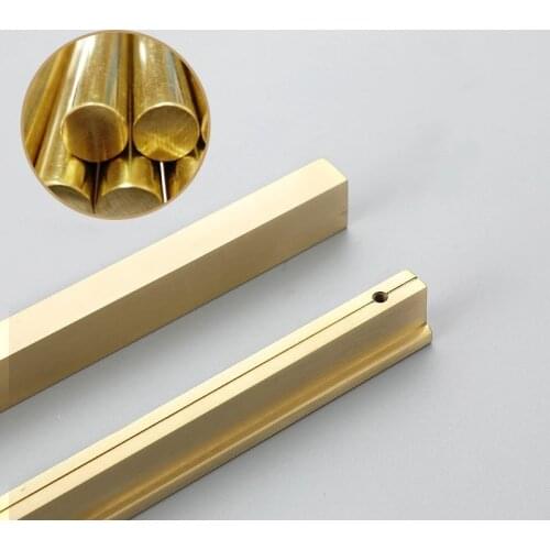 Pure Copper Dresser Pull Drawer Pulls Knobs Kitchen Door Cabinet Handles Brushed Gold Brass Rectangular 35 65 100 125 160 190mm