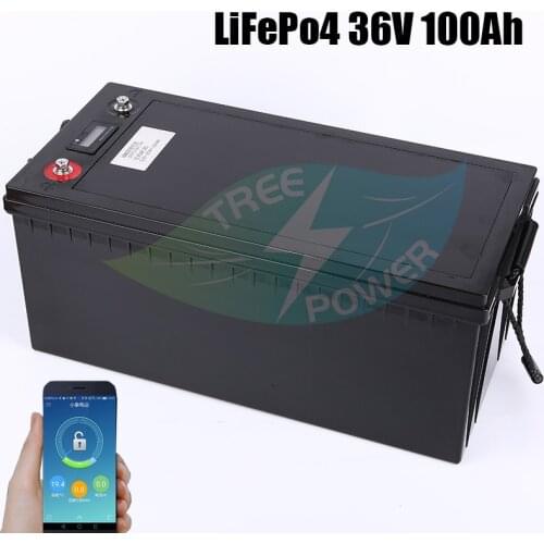 Lithium Battery Pack 36V 100Ah Lifepo4 battery pack with BMS for solar system trolling motor boat+ 43.8V 10A Charger