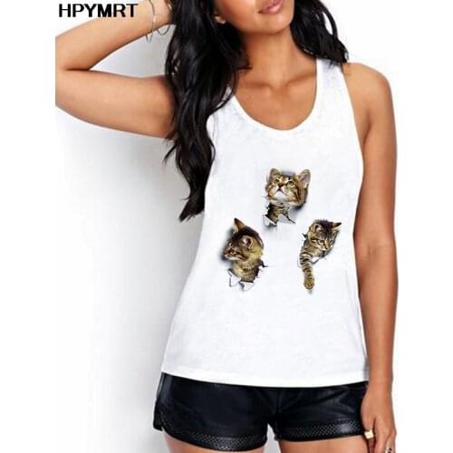 Casual Women Tank Top Kawaii Cat Street Vintage 90s Cute Graphic Tee Aesthetic Harajuku New Summer Female Fashion Animal Clothes