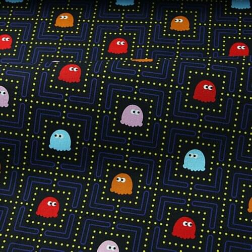 Cartoon Pac Game Design 100% Cotton Fabric for Clothes Hometextile Backpacks Slipcover Cushion Cover DIY Material