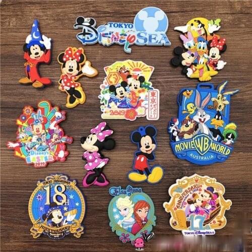 Disney Mickey Minnie Soft Glue Magnetic Refrigerator Sticker Stick Mickey 3D Sticker