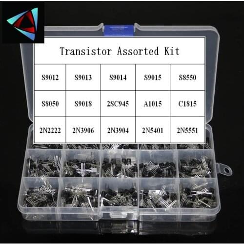 300Pcs 15 Value x 20 Pcs Transistor TO-92 Assortment Box Kit 2N2222 2N3904 2N3906 C945 S8050 S8550 S9014 S9013 9018