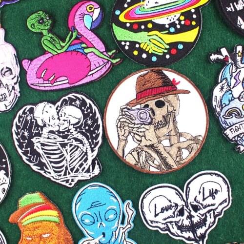 Alien Patch DIY Embroidery Patches On Clothes Iron On Patch For Clothing Punk/Skull Embroideried Patches On Jeans Applique Badge