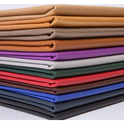 Solid Color Thick Lychee Pattern PU Artificial Leather Waterproof Sofa Soft Car Bedside Diy Hard Bag Leather Fabric Per Meter