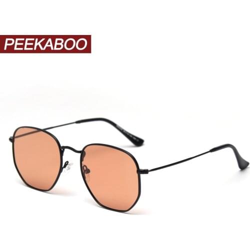 Peekaboo gold uv400 polarized sunglasses metal man driving women sun glasses square high quality orange black hot selling small