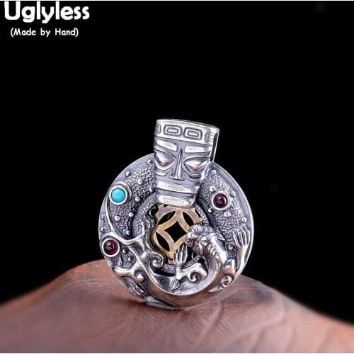 Uglyless Real 999 Pure Silver China Myth Animals Brave Troops Pendants for Men 925 Thai Silver Totem Necklaces NO Chains P875