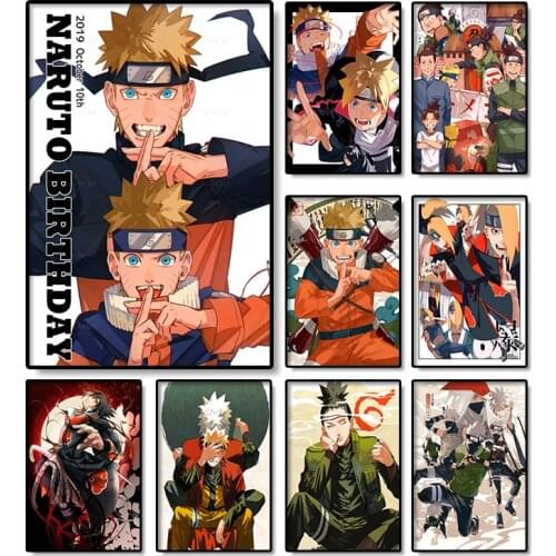Naruto Birthday Poster Kakashi Wall Art Canvas Painting Mural Living Room Room Decoration Dormitory Boy Bedroom Decor Cudros