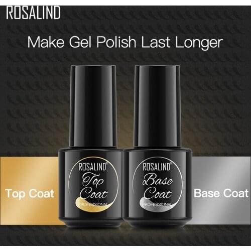 ROSALIND Base Top Coat Set Gel Nail Polish Semi Permanent Hybrid Varnishes Soak Off Gel Lacquer Nail Art Design 7ml For Manicure