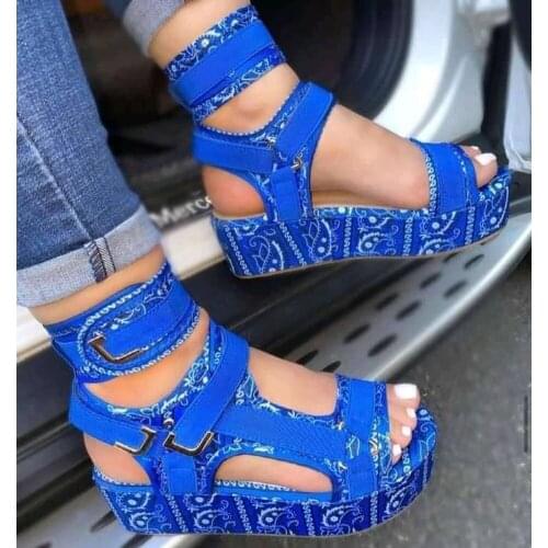 Big Size 35-43 Brand Design Female Fashion Print Summer Sandals Platform Wedges Heels Sandals Women Casual Beach Shoes Woman