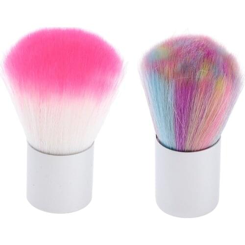 1Pc Versatile Neck Duster Brush Barber Cleaning Hairbrush Pretty Nail Art Dust Cleaning Brush Duster Remover, Rainbow / Pink