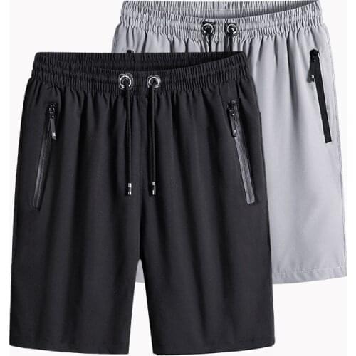 Solid color casual shorts men large size 8XL Gym running sports shorts male Quick dry Ice silk bermuda shorts for men