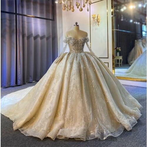 Long sleeve good quality with good price wedding dress