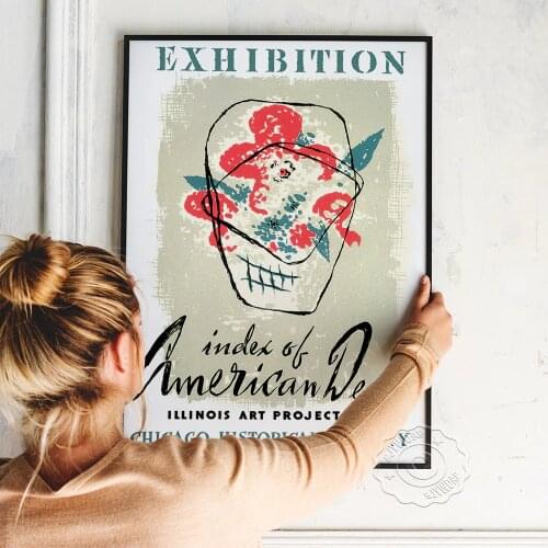 Vintage American Design Chicago Historical Society Poster Museum Exhibition Poster, Illinois Retro Prints, Wall Decor picture